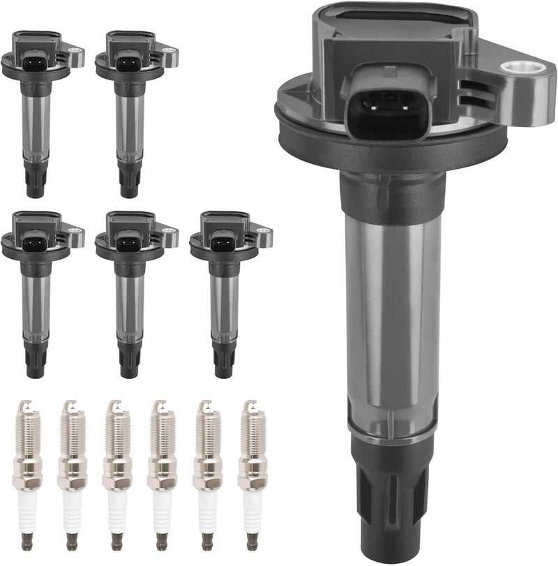 HYR Set of 6 Ignition Coil Pack and Iridium Spark Plugs Fit for 3.5L 3.7L 2007-2016 Ford Edge Flex Fusion Taurus Lincoln MKS MKT MKX MKZ Mercury Sable V6 Replaces UF553 - Image 1
